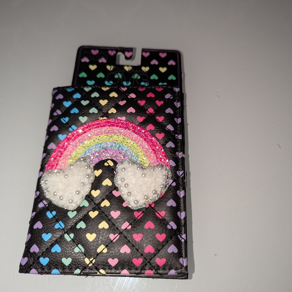 ~Miss Gwen's Omg Accessories Passport Holder/Wallet Faux Leather Hearts Rainbow